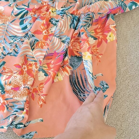 BCBG Maxazria Coral Tropical Floral Romper - Size XS - Picture 6 of 15